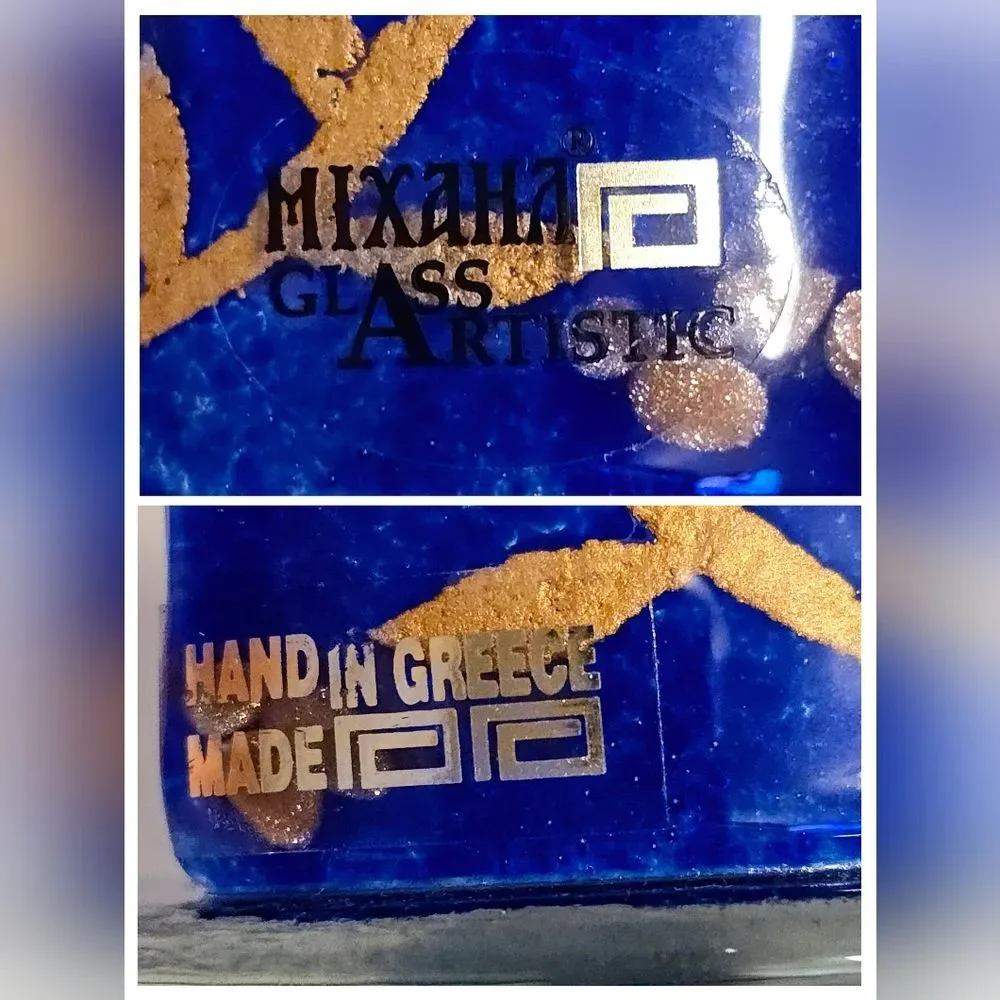 Mixaha Fused Glass Artistic Handmade Cobalt blue Candle Holder Greece